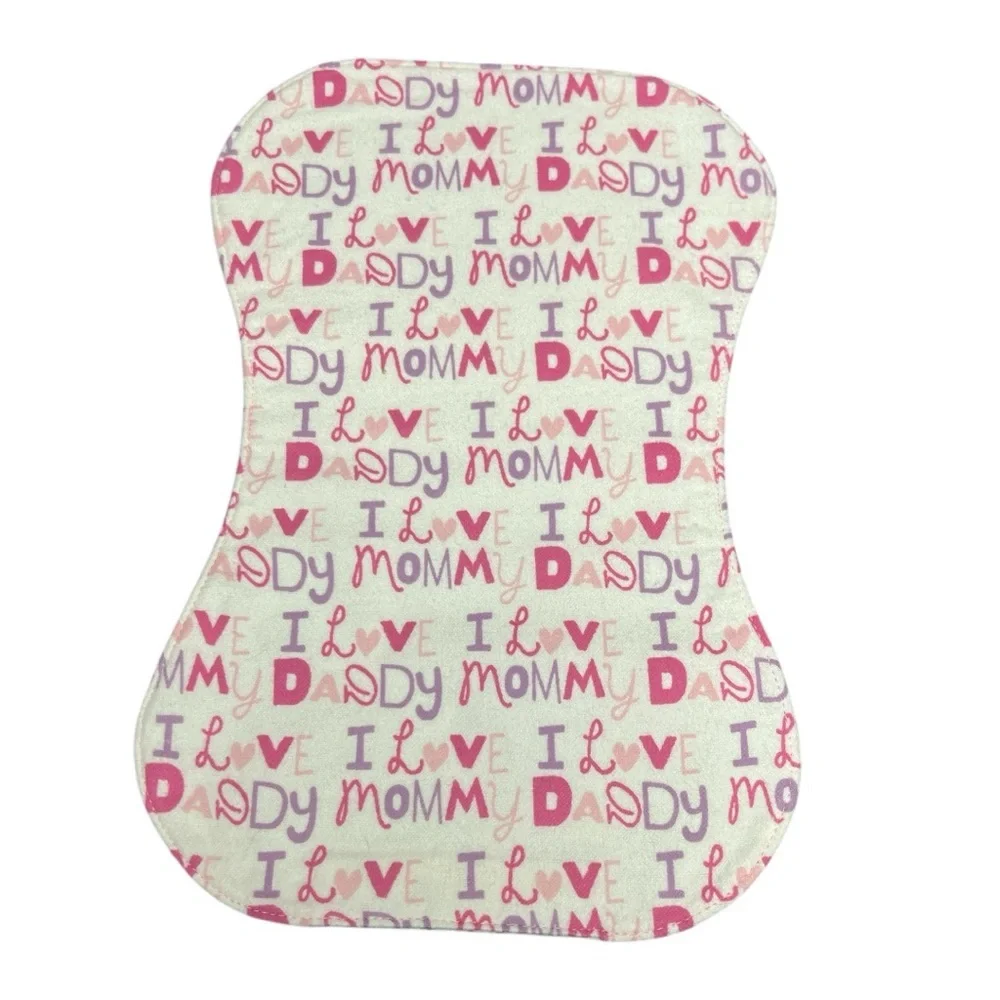 Hand Crafted Flannel Burp Cloth Contoured Padded Fabric Quilted Reversible